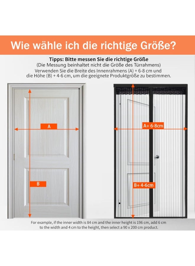 Magnetic Insect Screen Door - No Drill Installation, 100 x 240 cm Black Mosquito Net for Patio, Balcony & Living Room Doors - Image 3